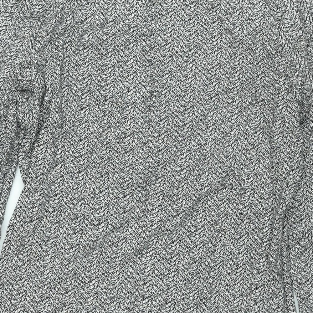 Marks & Spencer Womens Grey Geometric Cotton Mini Size 12 Boat Neck Pullover