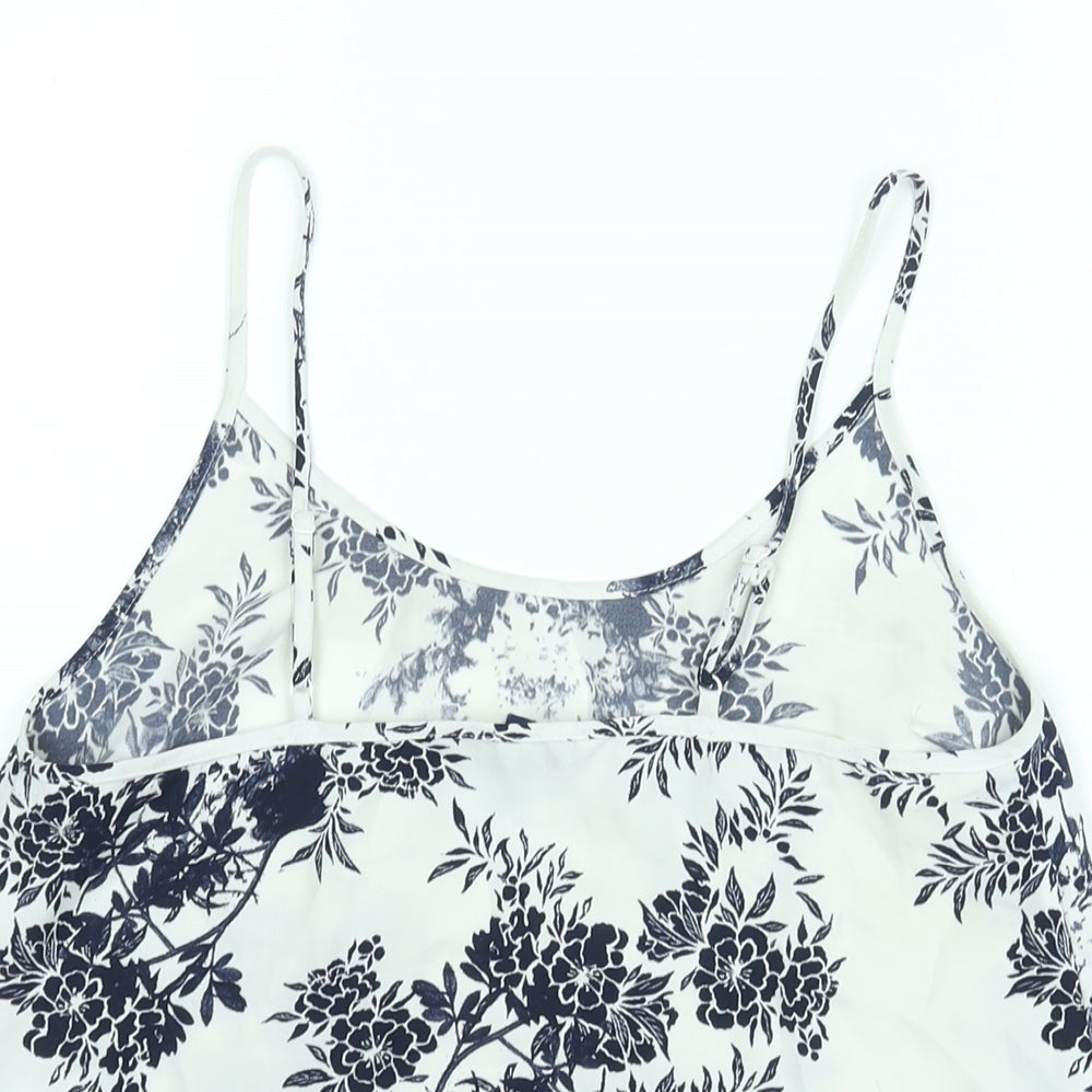 NEXT Womens White Floral Polyester Camisole Blouse Size 6 Scoop Neck