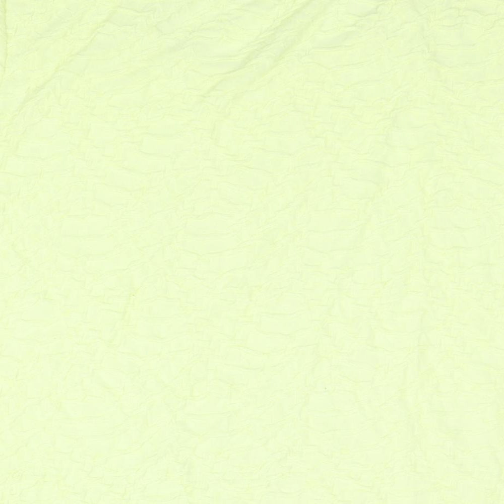 Per Una Womens Yellow Polyester Basic Blouse Size 16 Round Neck - Lace Detail Textured