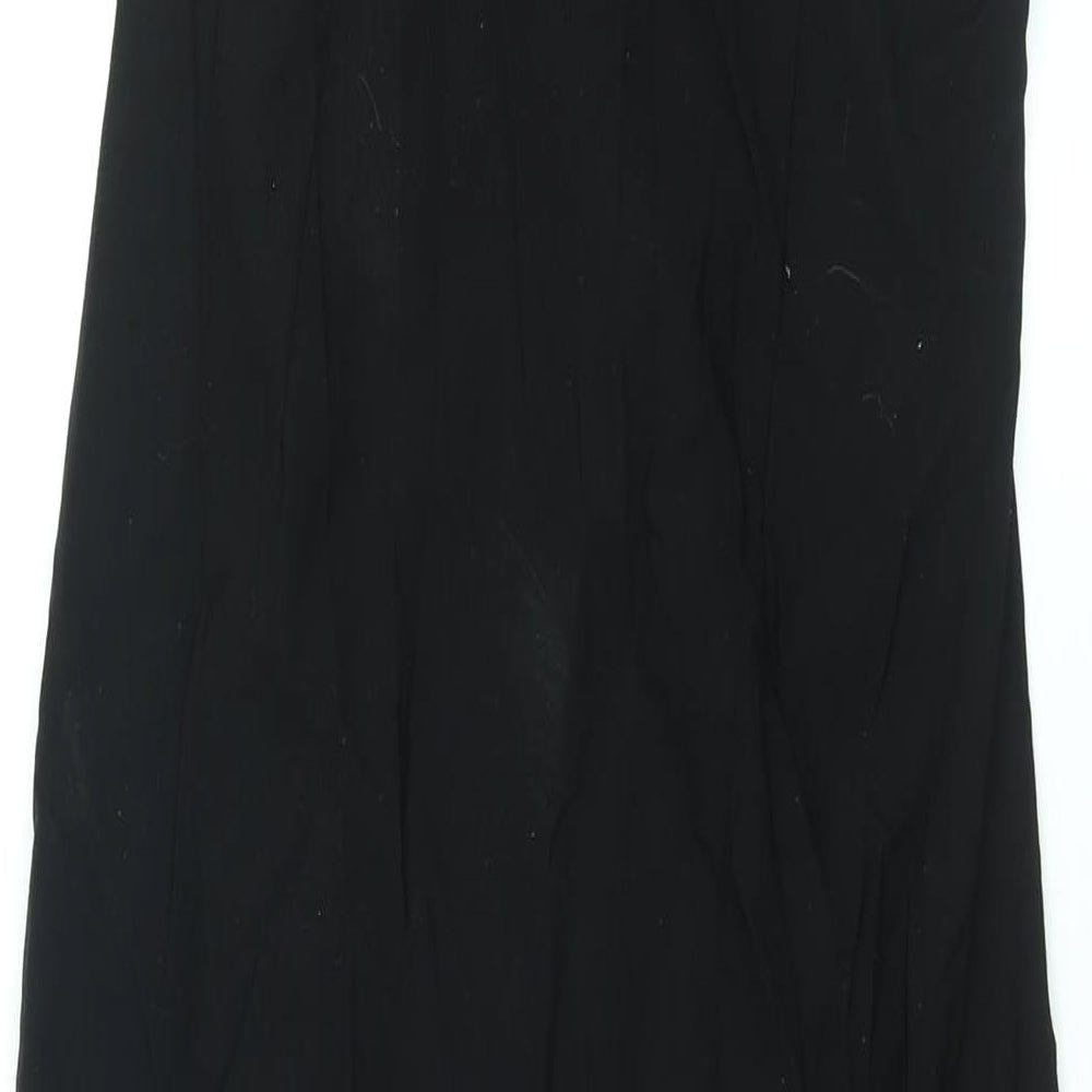 Zara Womens Black Viscose Maxi Size M One Shoulder Zip - Rouched Front Slit