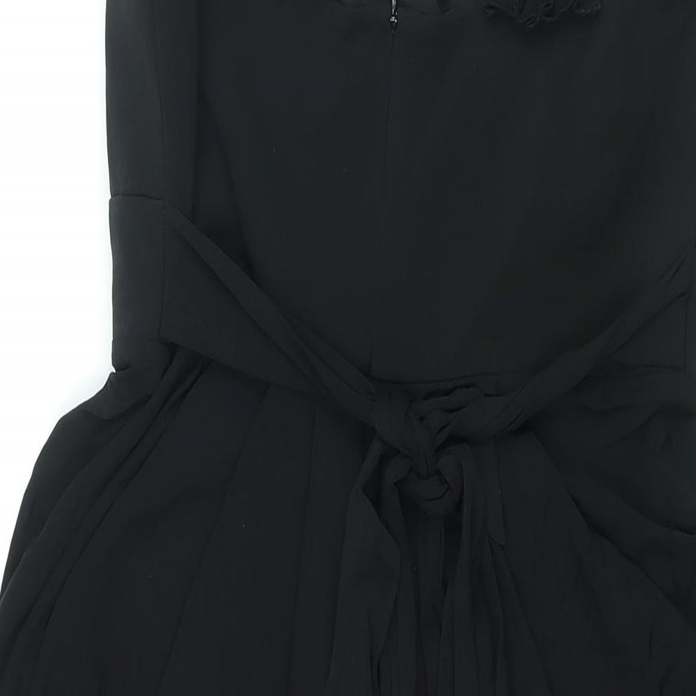 Coast Womens Black Acetate Shift Size 12 V-Neck Zip - Rouched