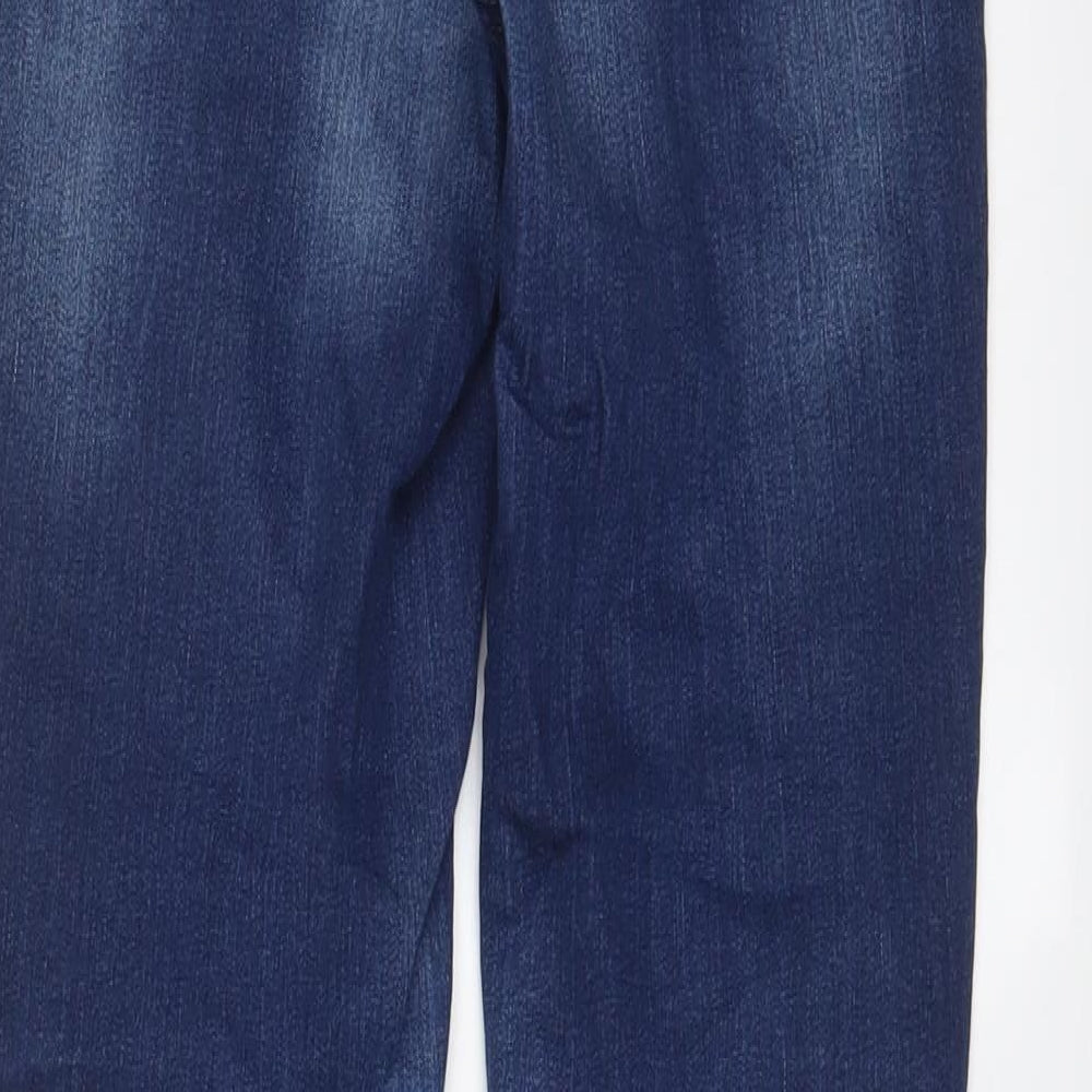 Marks & Spencer Womens Blue Cotton Skinny Jeans Size 8 L28 in Regular Zip