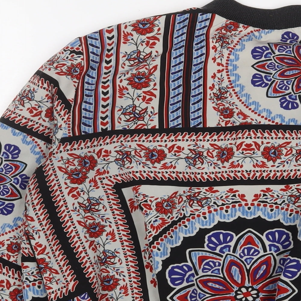 Topshop Womens Multicoloured Fair Isle Jacket Size 10 Zip
