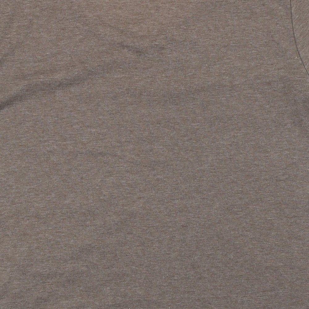 Bonmarché Womens Beige Polyester Basic T-Shirt Size M V-Neck - Floral Embroidery