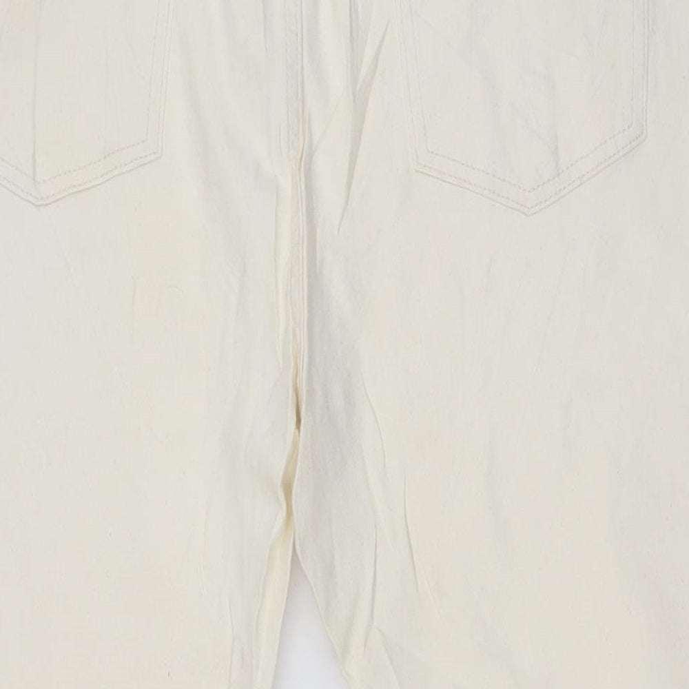 Marks & Spencer Womens Ivory Cotton Straight Jeans Size 20 L29 in Slim Zip
