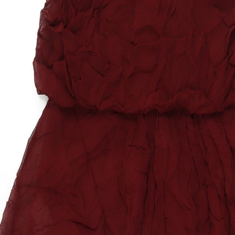 Zara Womens Red Polyester Maxi Size S Square Neck Pullover