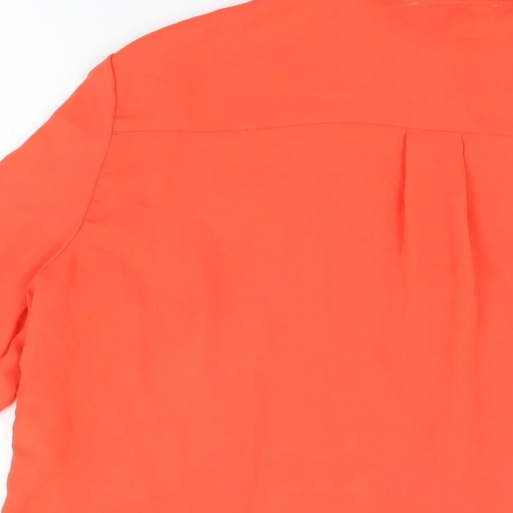 Adrianna Papell Womens Red Polyester Basic Button-Up Size S Collared