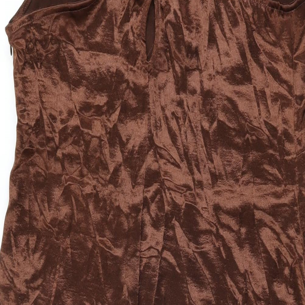 NEXT Womens Brown Polyester Shift Size 12 V-Neck Zip