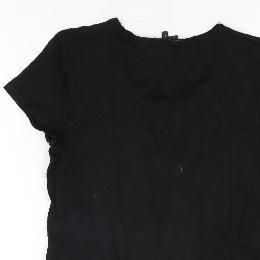 NEXT Womens Black Polyester Basic T-Shirt Size 8 Round Neck