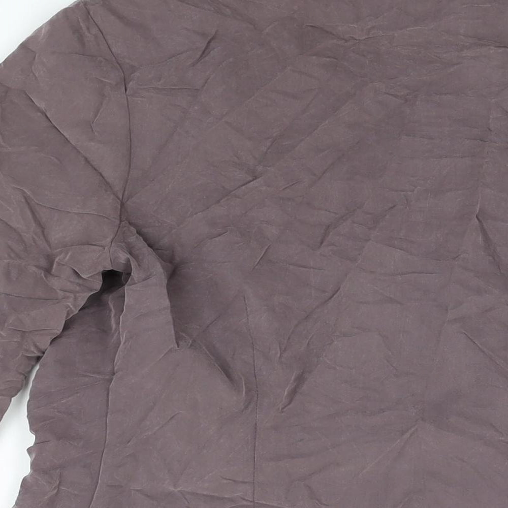 C&A Womens Grey Modal Basic Button-Up Size 12 V-Neck