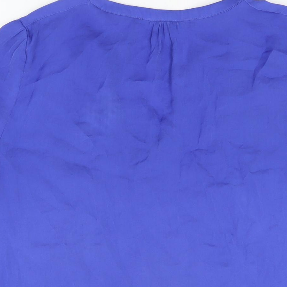 Zara Womens Blue Polyester Basic Blouse Size S V-Neck