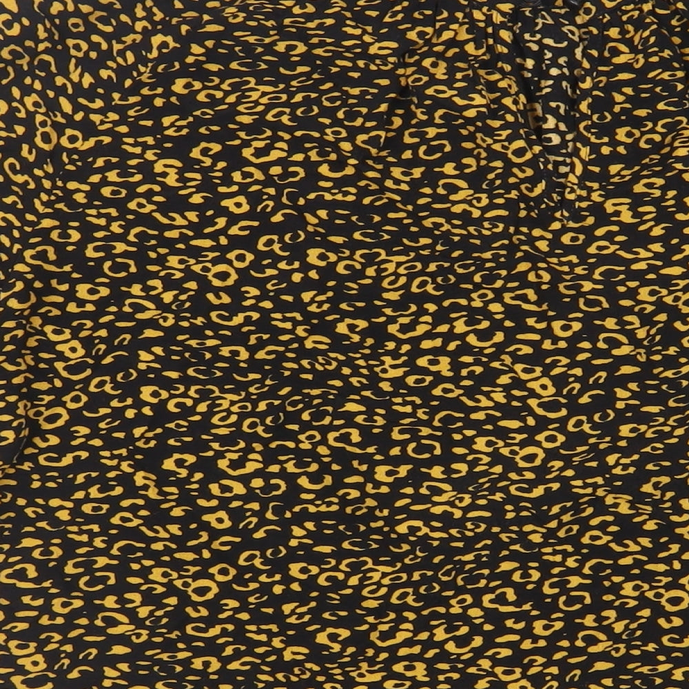 Marks & Spencer Womens Black Animal Print Viscose Basic Blouse Size 10 Mock Neck