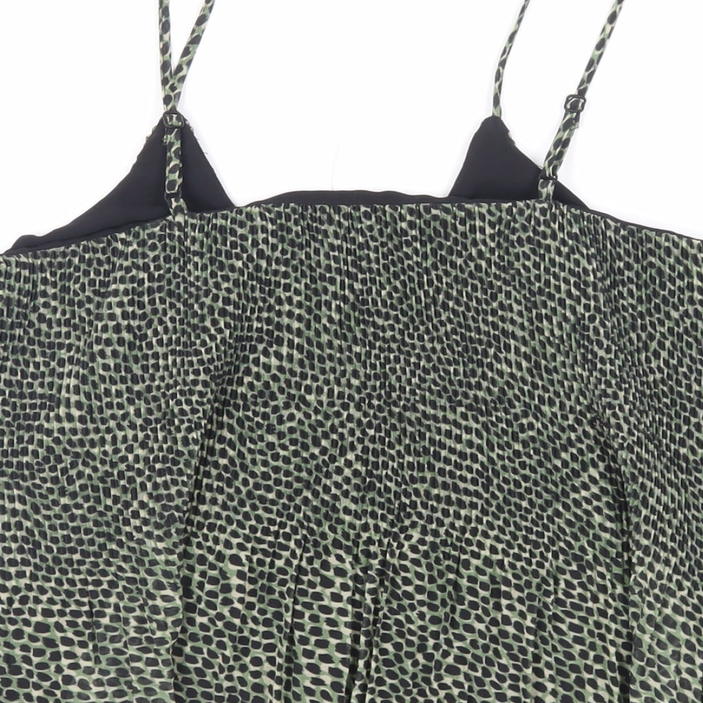 Topshop Womens Green Animal Print Polyester Camisole Tank Size 10 V-Neck