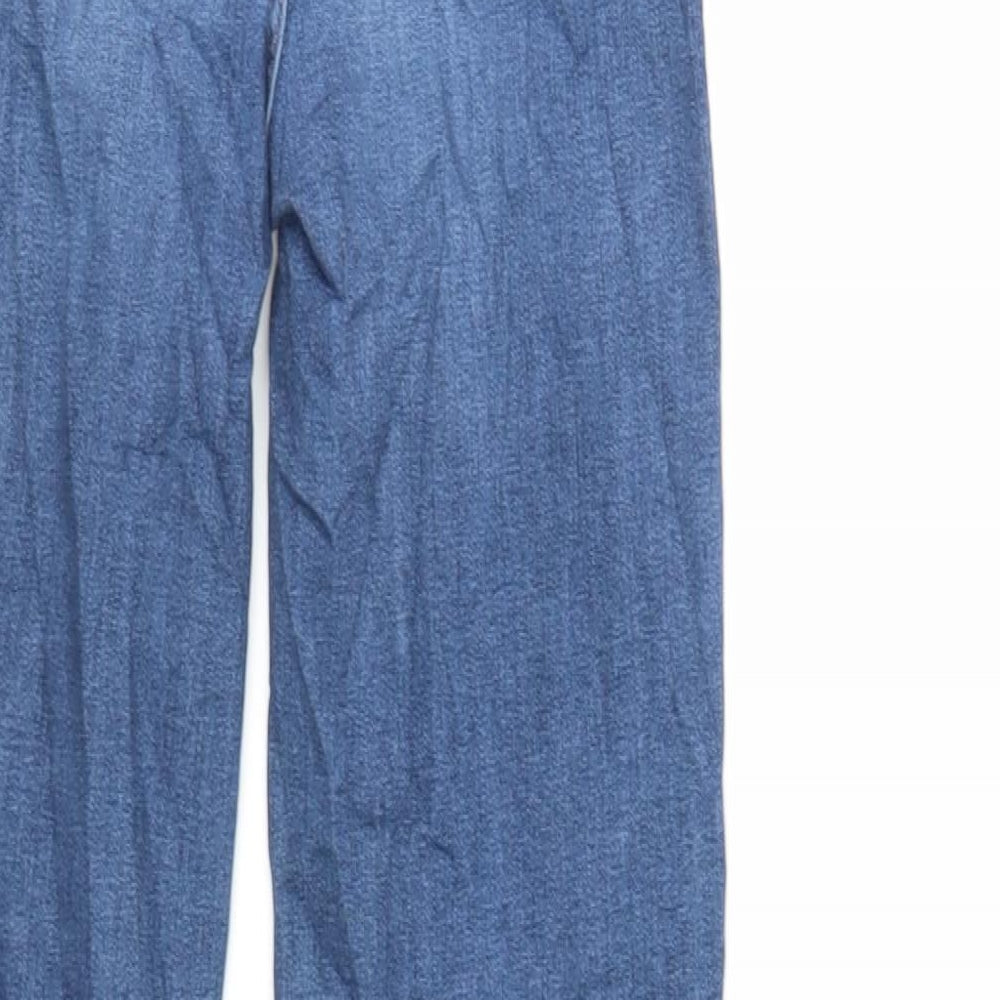 Marks & Spencer Womens Blue Cotton Skinny Jeans Size 6 L29 in Regular Zip - Raw Hem