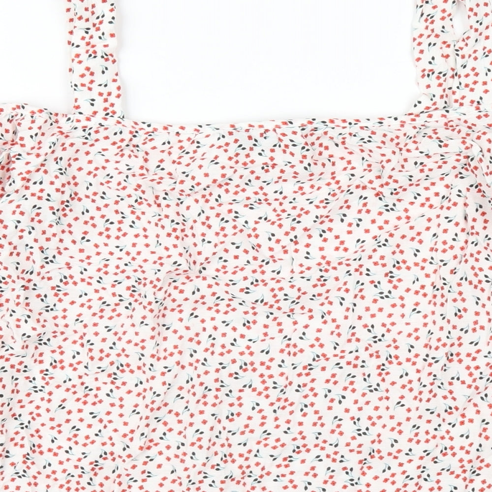 Dorothy Perkins Womens Multicoloured Floral Viscose Basic T-Shirt Size 10 Square Neck