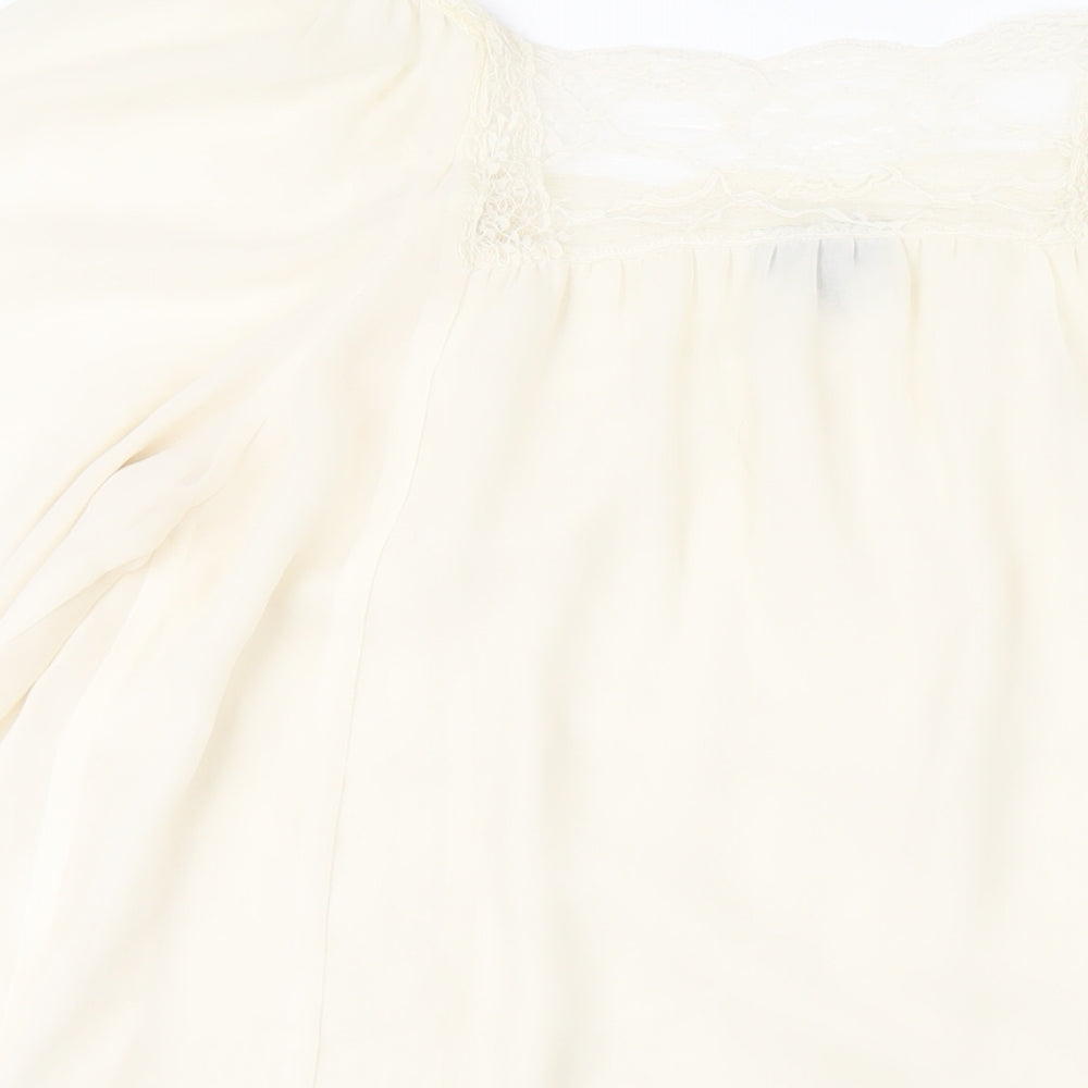 Topshop Womens Ivory Polyester A-Line Size 12 Square Neck Pullover