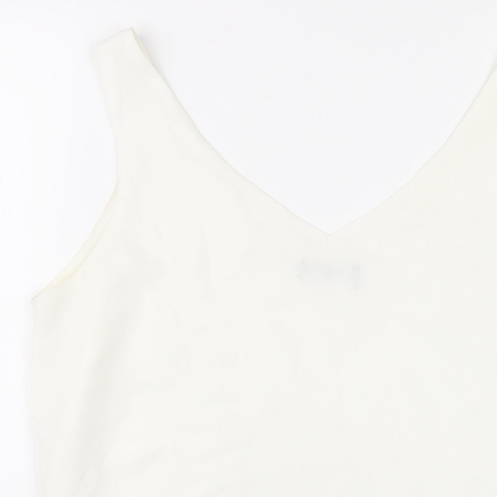 Wallis Womens White Polyester Basic Tank Size 12 V-Neck