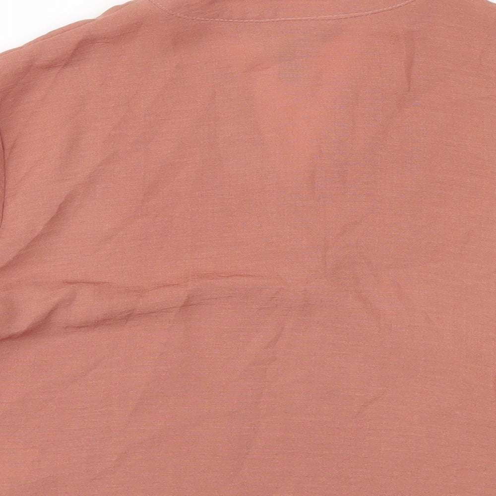New Look Womens Brown Polyester Basic T-Shirt Size 8 V-Neck