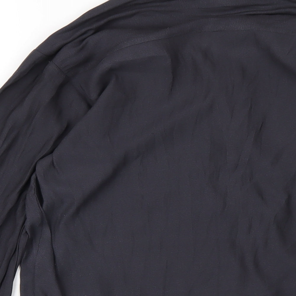 H&M Womens Grey Polyester Basic Button-Up Size 12 V-Neck