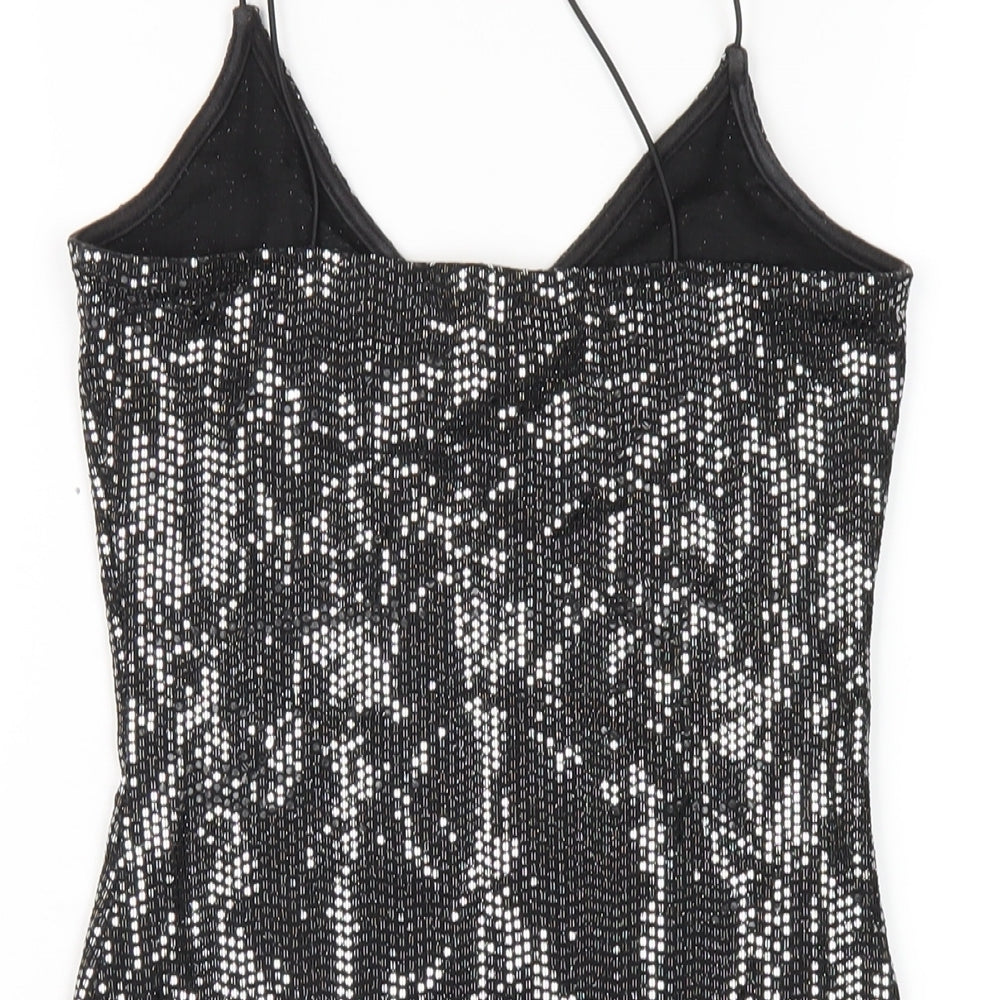 H&M Womens Silver Polyester Bodycon Size XS V-Neck Pullover