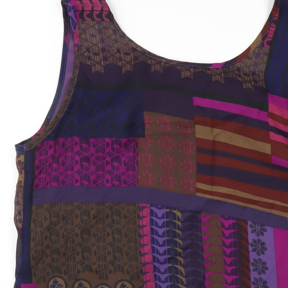 Gray & Osbourn Womens Multicoloured Geometric Polyester Basic Tank Size 16 Scoop Neck