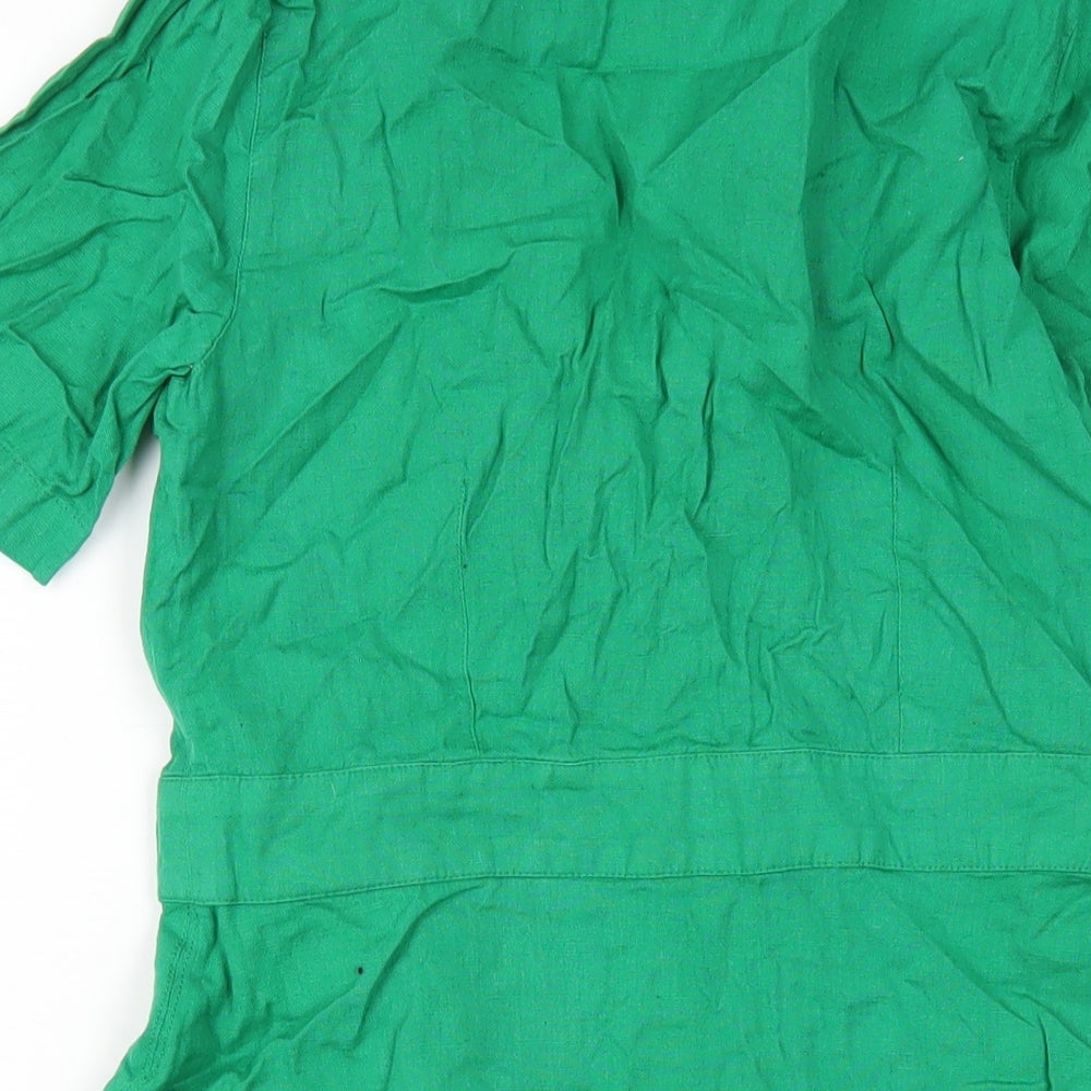 Michelle Keegan Womens Green Cotton A-Line Size 12 V-Neck Button