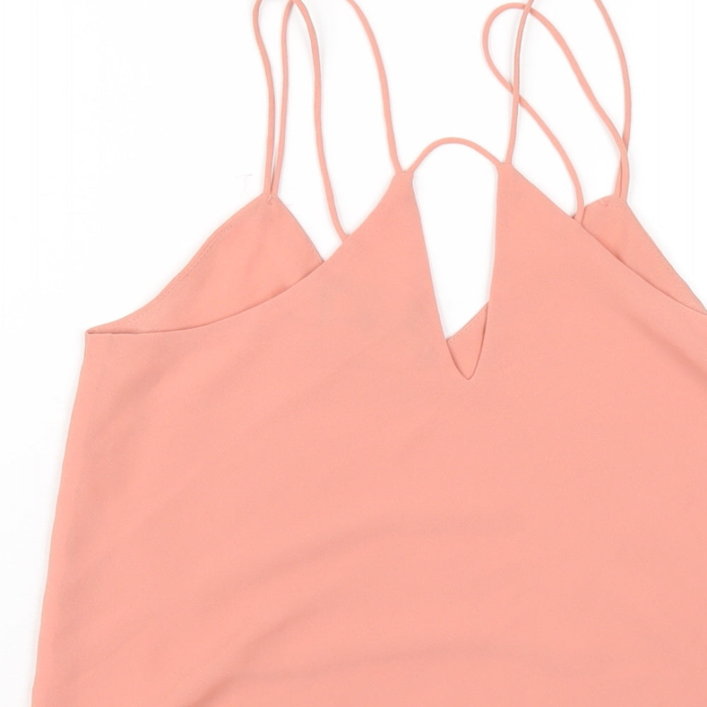 New Look Womens Pink Polyester Camisole T-Shirt Size 6 V-Neck