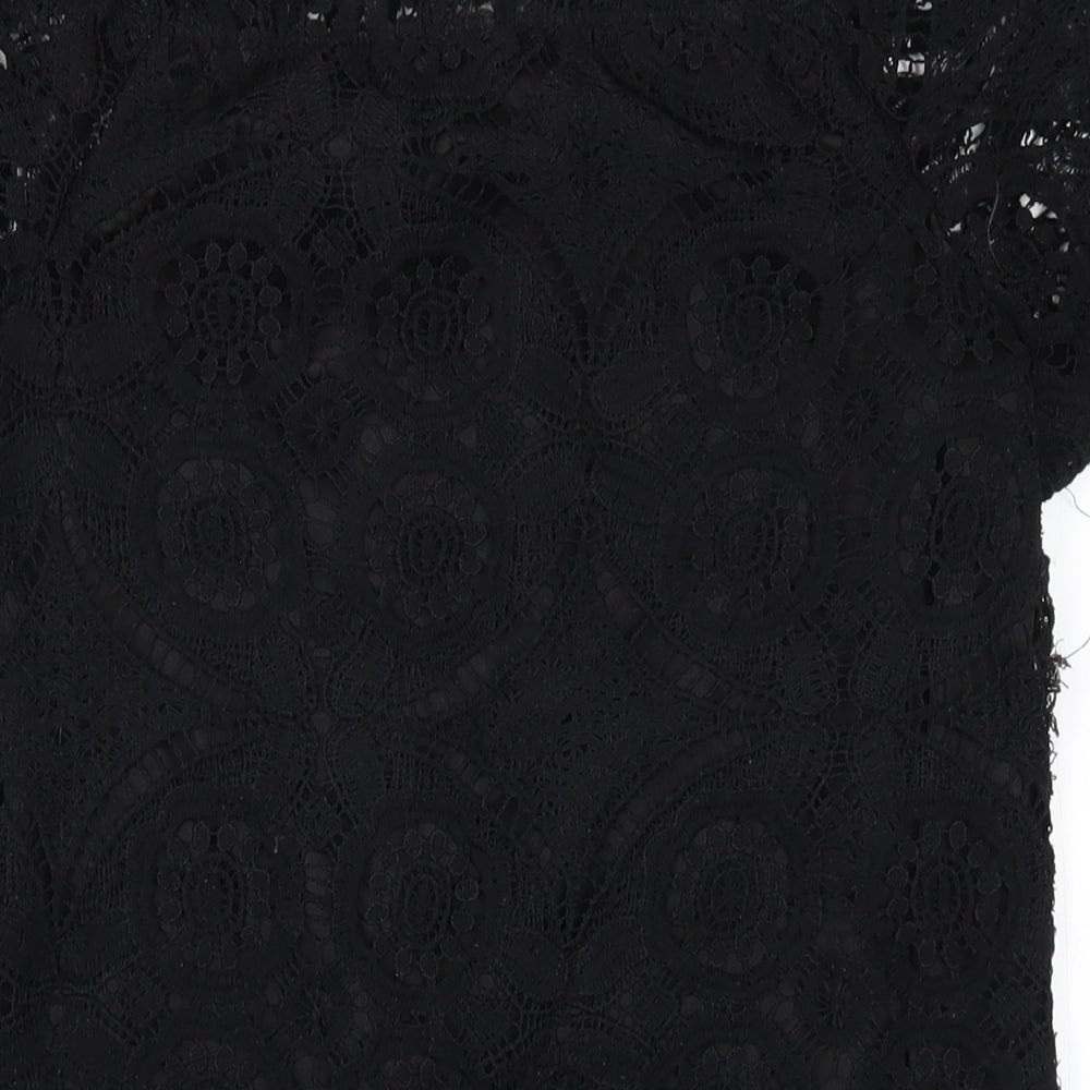 PRETTYLITTLETHING Womens Black Polyester A-Line Size 10 Off the Shoulder Pullover