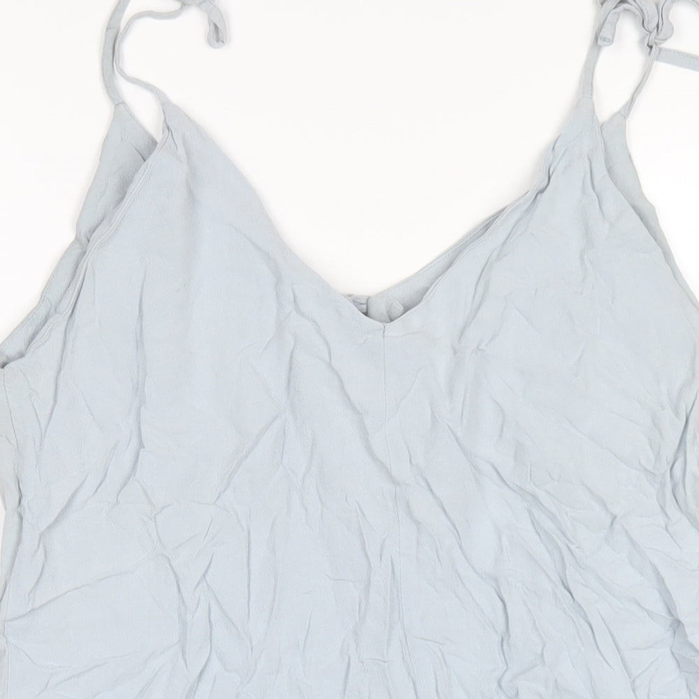 Topshop Womens Blue Viscose A-Line Size 14 V-Neck Button