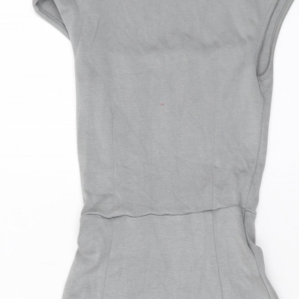 H&M Womens Grey Viscose Mini Size 2XS Square Neck Pullover