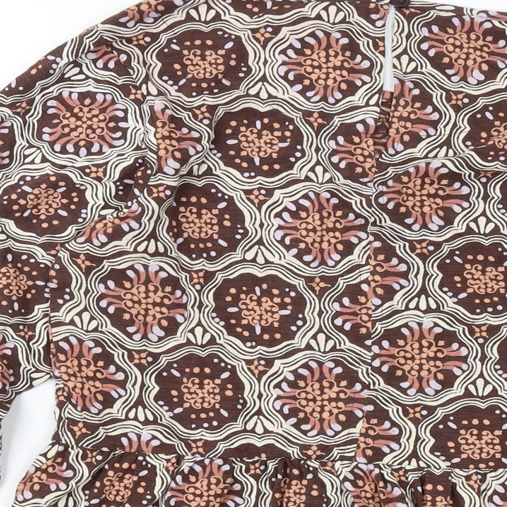 BURGS Womens Multicoloured Geometric Polyester Basic Blouse Size 10 Round Neck