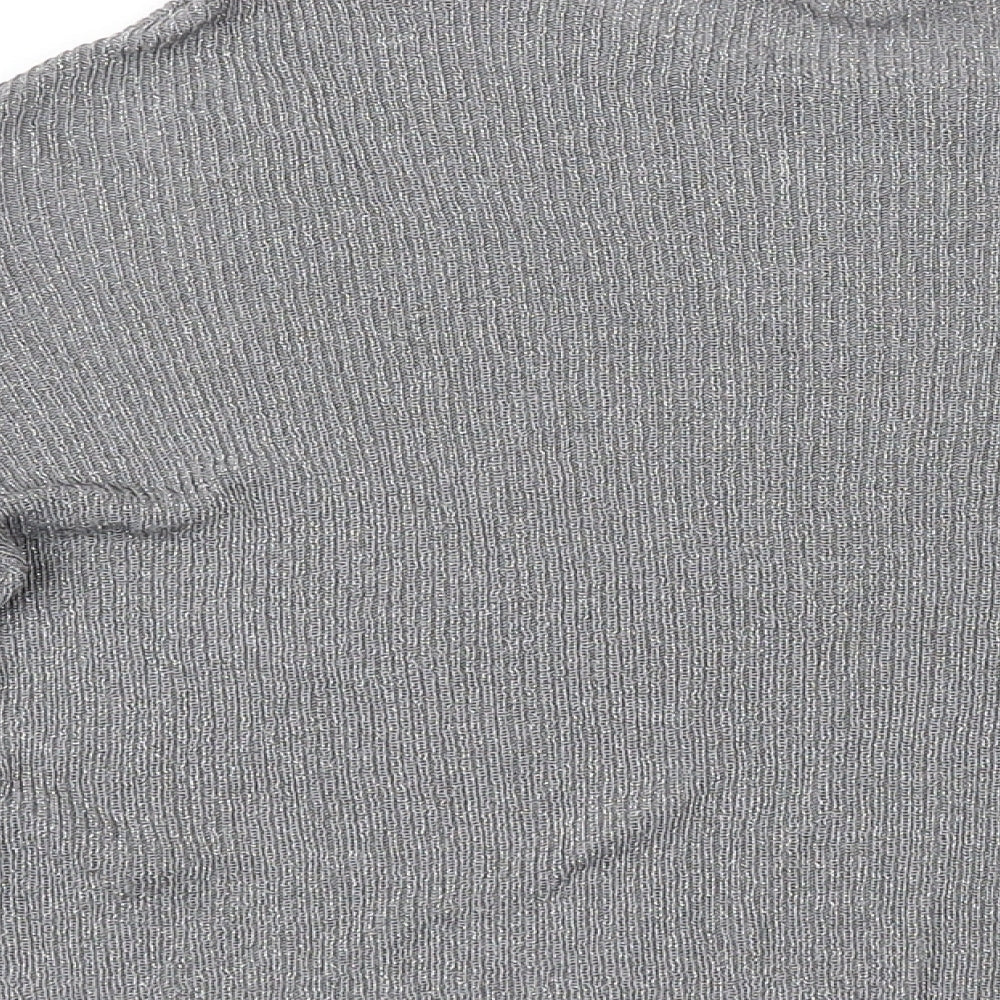 H&,M Womens Silver Round Neck Viscose Pullover Jumper Size S