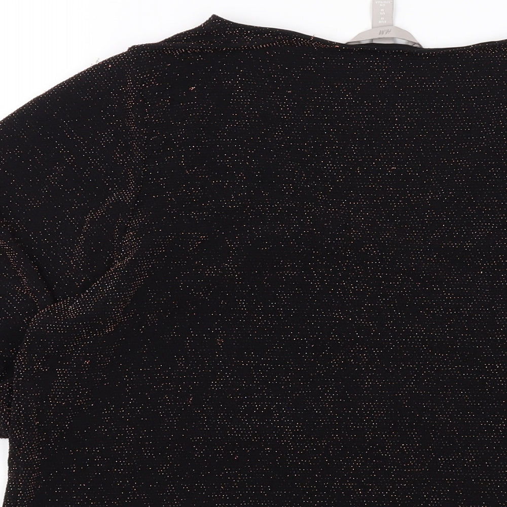 H&M Womens Black Polyamide Basic Blouse Size M V-Neck