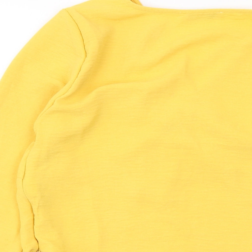 RESERVED Womens Yellow Polyester Basic Blouse Size 10 Round Neck