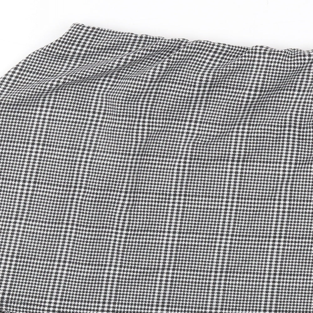 Select Womens Black Plaid Polyester Mini Skirt Size 12