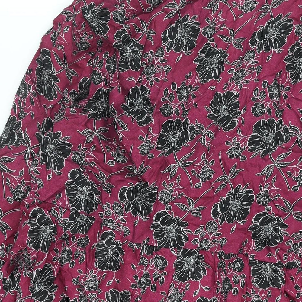 Velvet Heart Womens Purple Floral Cupro Shift Size XL Collared Button - Smocked