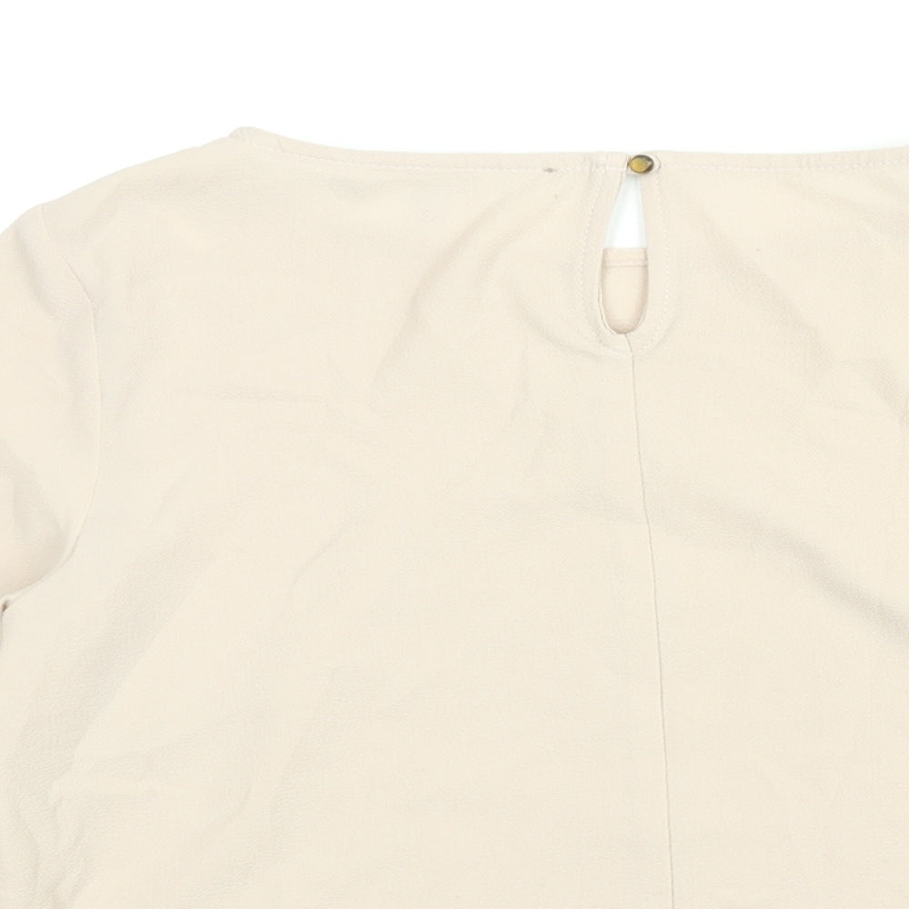 Red Herring Womens Beige Polyester Basic Blouse Size 10 Round Neck - Bell Sleeve
