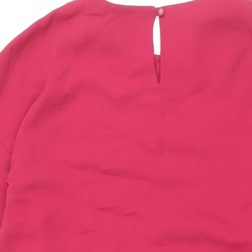 Brand Attic Womens Pink Polyester Shift Size 12 Round Neck Button - Frill