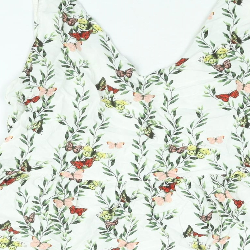 VERO MODA Womens Multicoloured Floral Viscose A-Line Size M V-Neck Pullover - Smocked