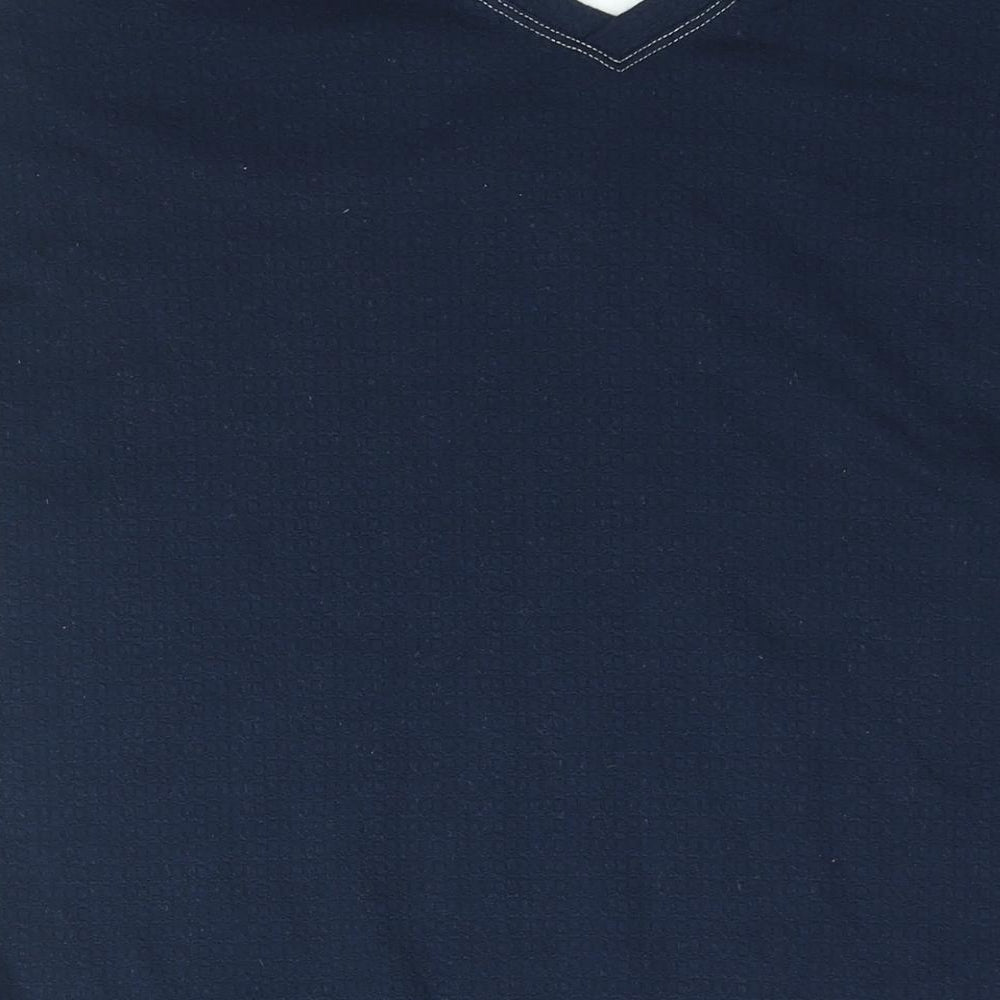 Marks & Spencer Womens Blue Polyester Basic Blouse Size 14 V-Neck - Drawstring Hem
