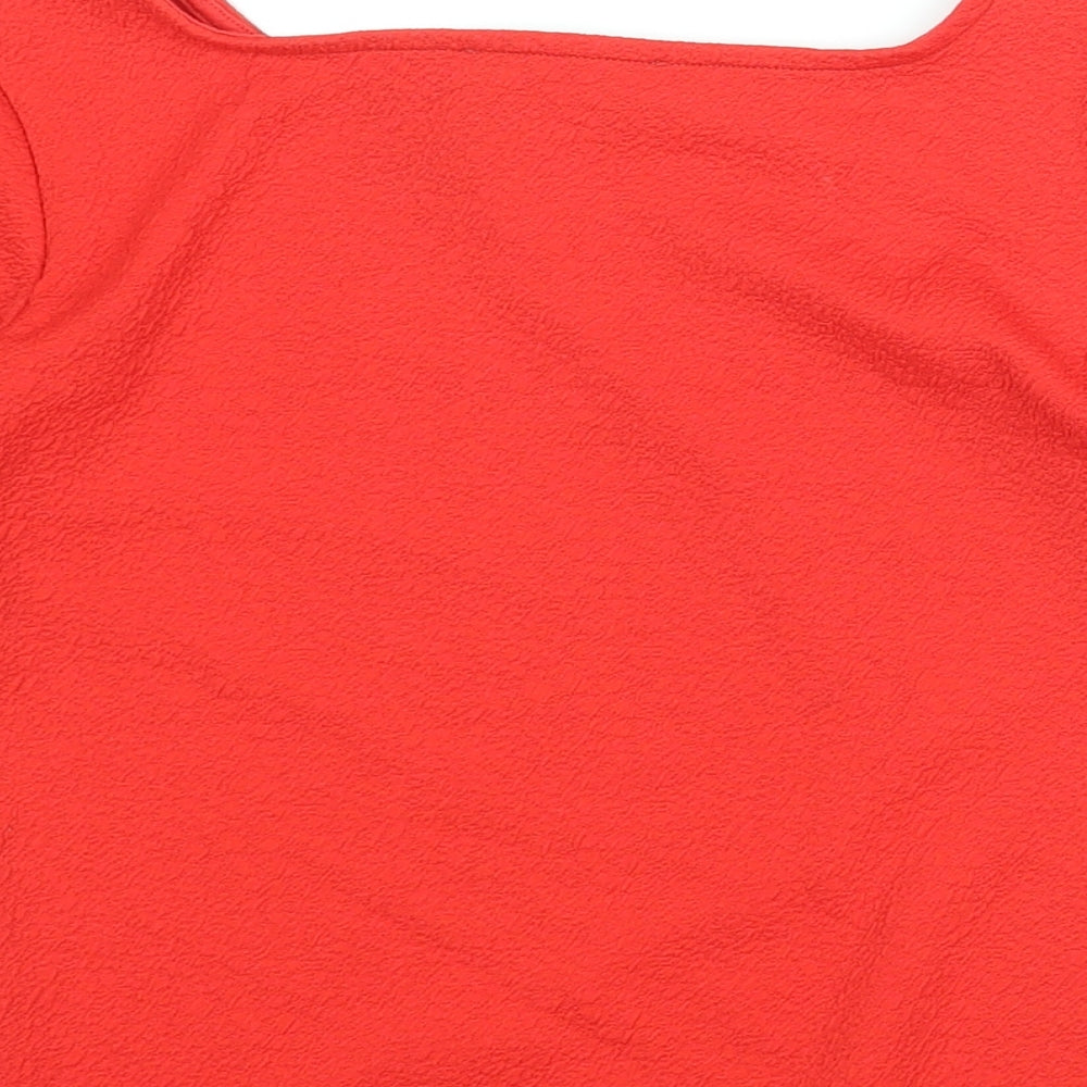 Marks & Spencer Womens Red Polyester Basic Blouse Size 8 Boat Neck