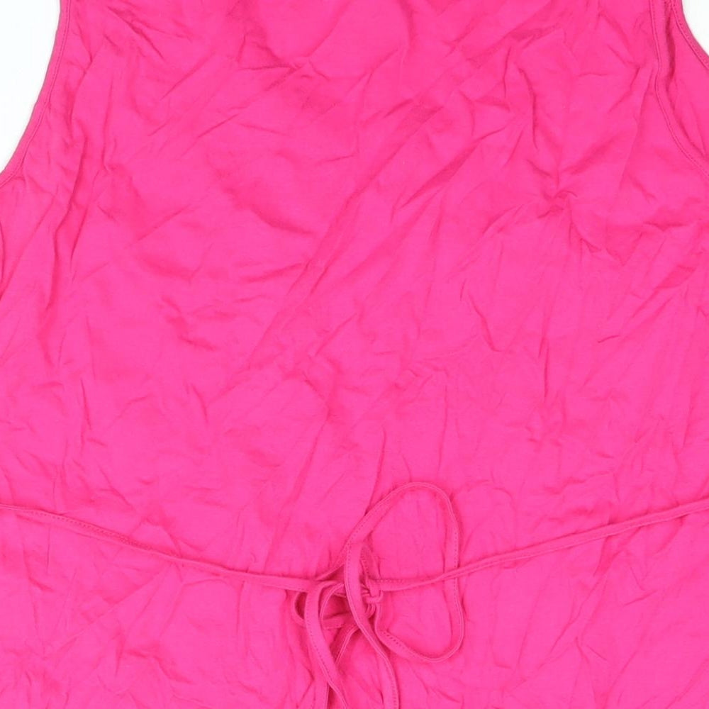 Being Casual Womens Pink Cotton Basic Blouse Size 20 Scoop Neck - Beaded