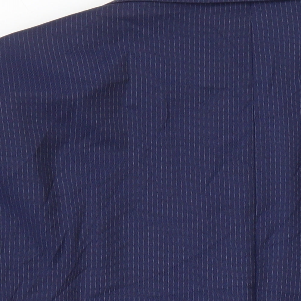 Marks & Spencer Mens Blue Striped Polyester Jacket Suit Jacket Size 40 Regular