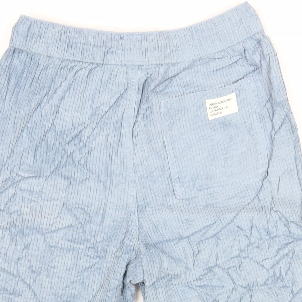Marks & Spencer Boys Blue Cotton Bermuda Shorts Size 11-12 Years Regular Drawstring - Adjustable Waist