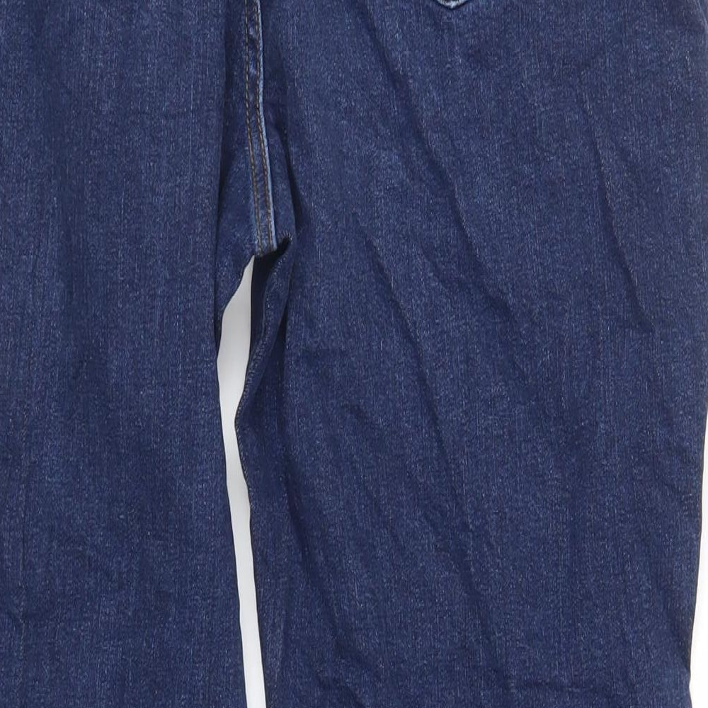 Marks & Spencer Womens Blue Cotton Mom Jeans Size 34 in L26 in Regular Zip