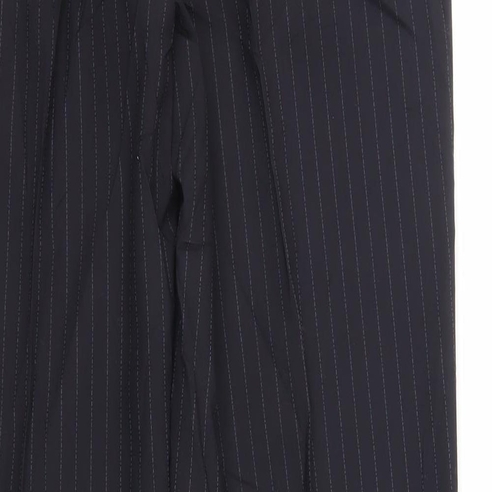 Marks & Spencer Mens Blue Striped Polyester Dress Pants Trousers Size 36 in L31 in Regular Zip