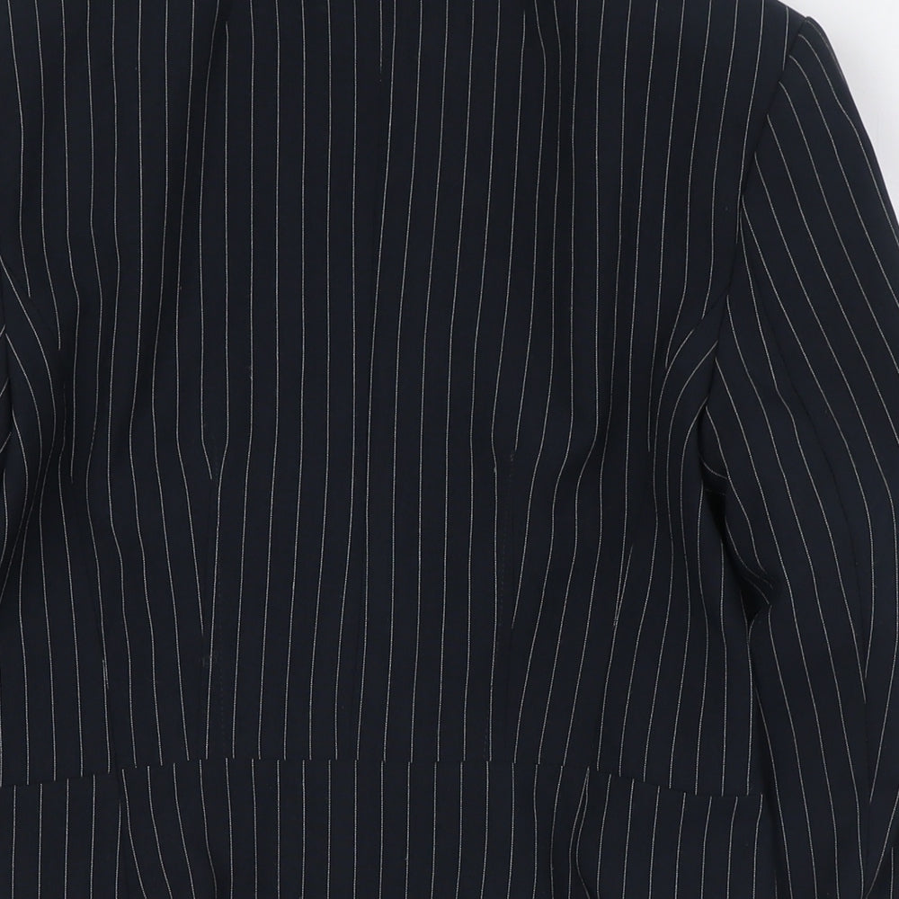Marks and Spencer Womens Blue Striped Jacket Size 8 Button - Fitted