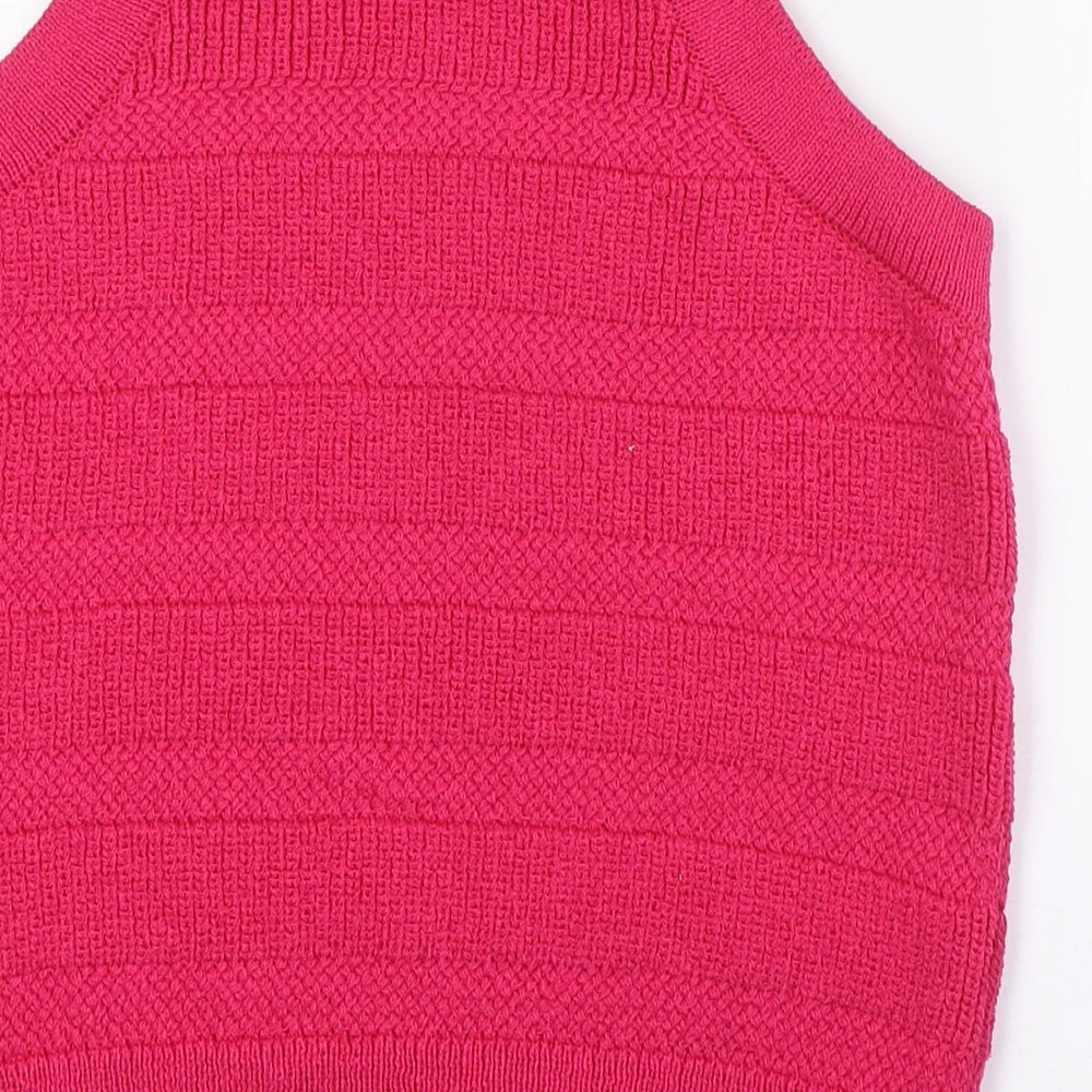 Marks & Spencer Womens Pink Square Neck Cotton Vest Jumper Size L