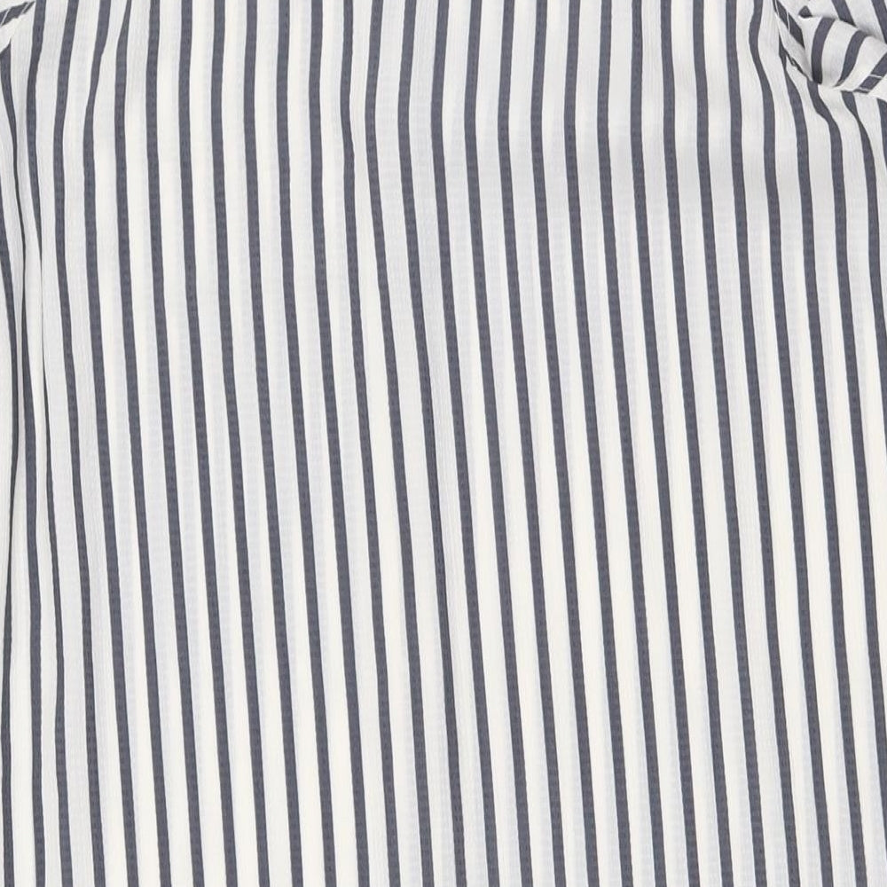 H&M Womens Ivory Striped Polyester Shirt Dress Size XS Collared Button