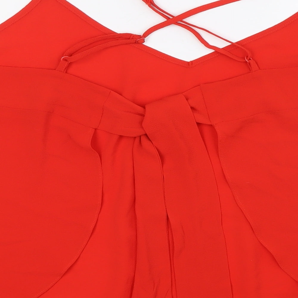 Red Herring Womens Red Polyester Basic Button-Up Size 20 V-Neck - Tie Back